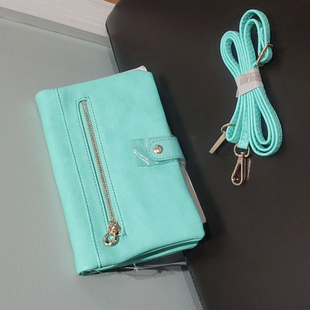 Brand new turquoise clutch